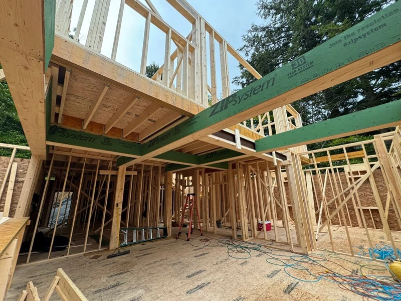 Adirondack custom home builder framing a residential construction project